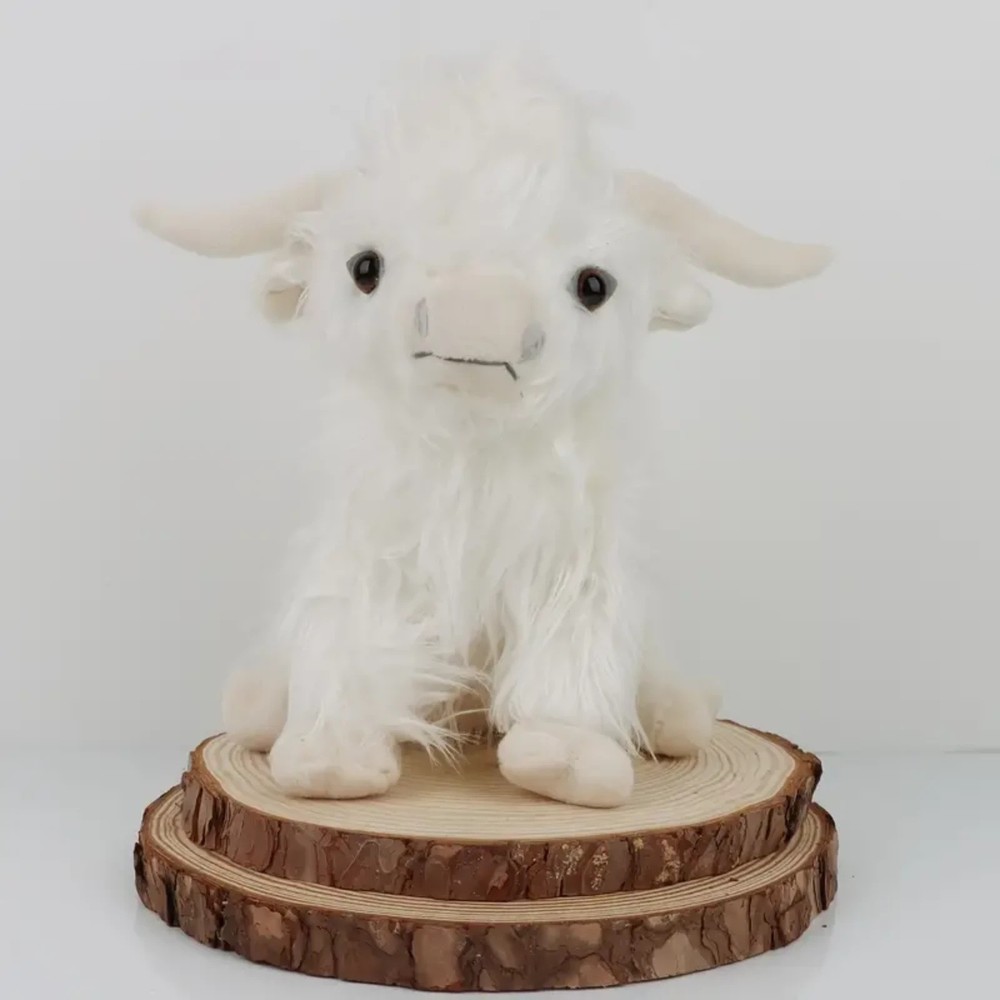 NIB White Highland Cow Plush11'', Cute Cattle Soft Stuffed Animal Hairy …